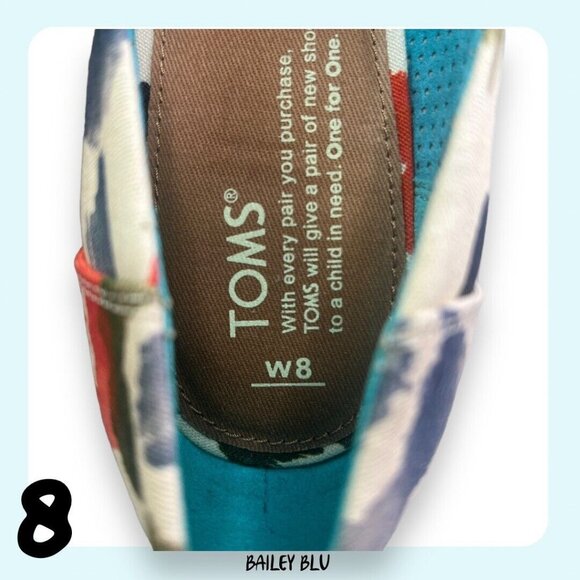 TOMS Stella Tangerine Watercolor Floral Peep Toe Wedge Sandal Heels Shoes 8 New - Picture 7 of 7